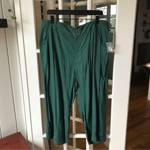 NWT Modcloth Emerald Green Linen Blend Cropped Wide Leg Pants 18